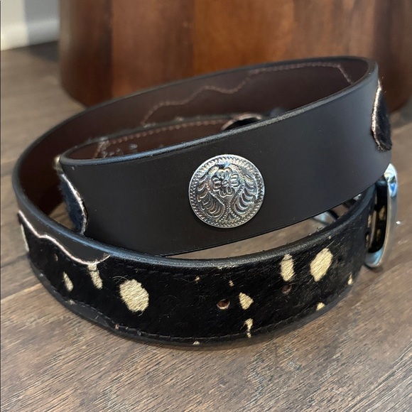 American Bison Genuine Leather, Hair Concho,silvertone removable buckle Western main image 6